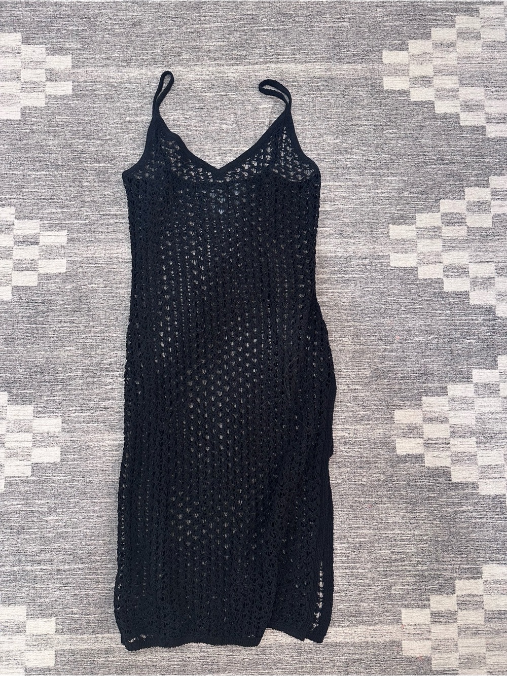 H&M Black Crochet Open-Knit Slip Dress